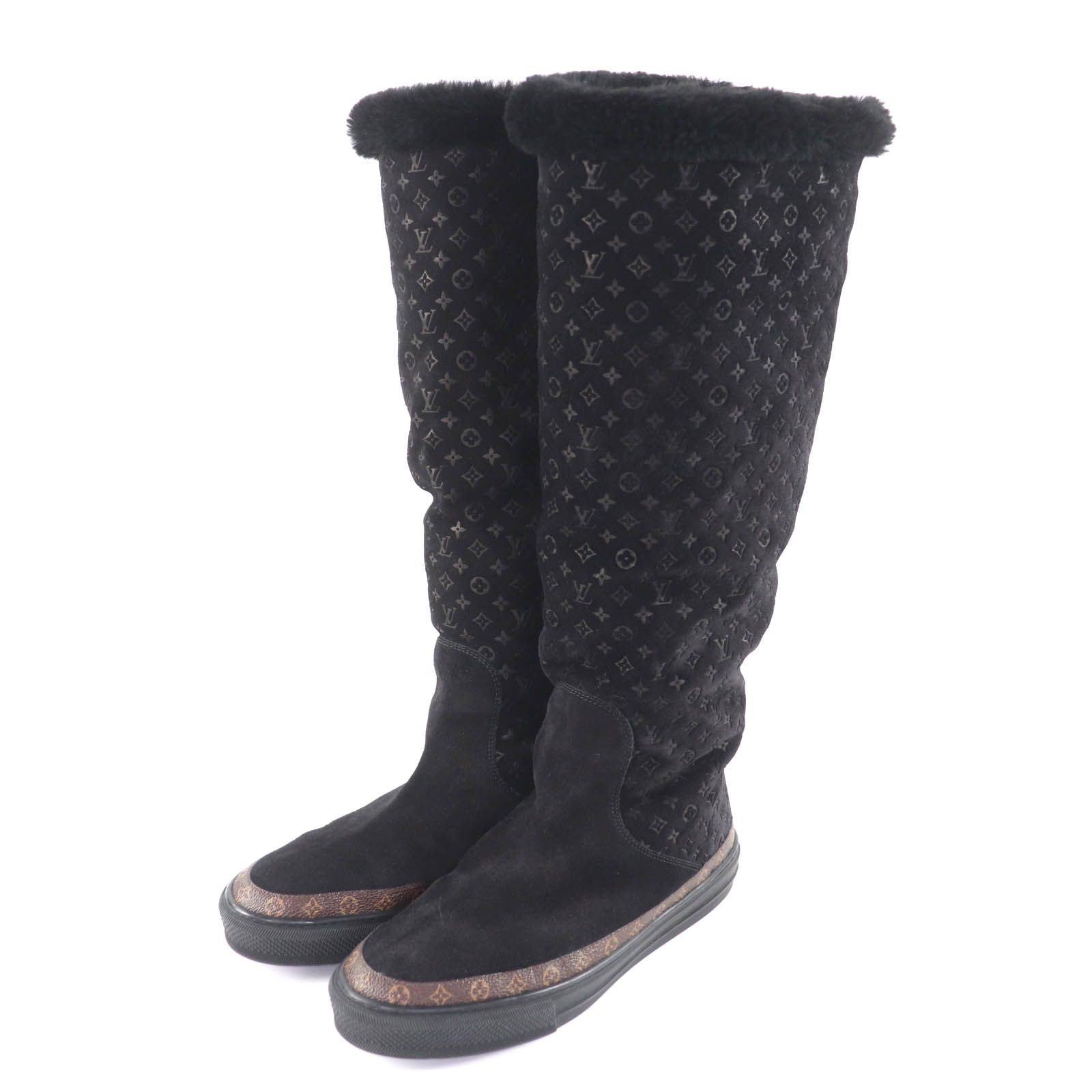 ルイヴィトン　モノグラムロングブーツ！黒38 美品 極美品☆LOUIS VUITTON ルイヴィトン スノーボール・ライン モノグラム