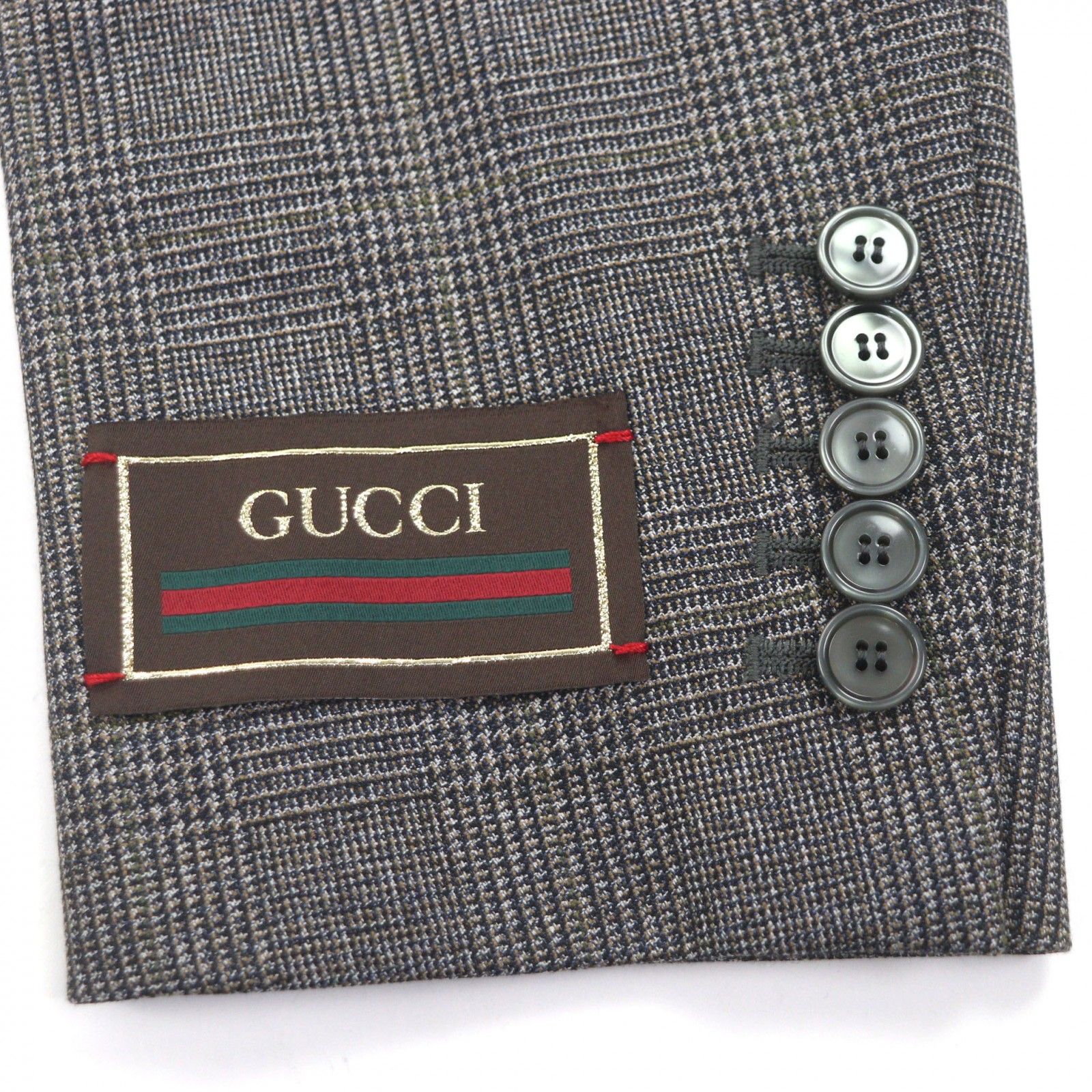 極美品▽GUCCI グッチ 568762 ウール100% チェック柄 ダブルブレスト