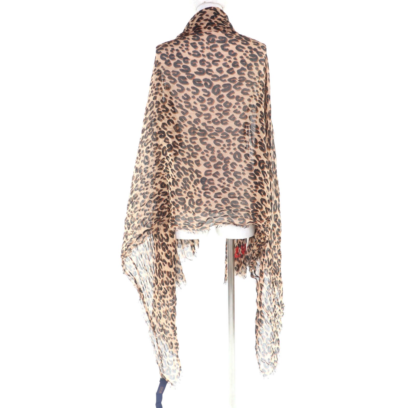 ルイヴィトン　レオパード　カシミア・シルク　シワ加工　大判ストール　USED ルイヴィトン レオパード カシミア・シルク シワ加工 大判ストール