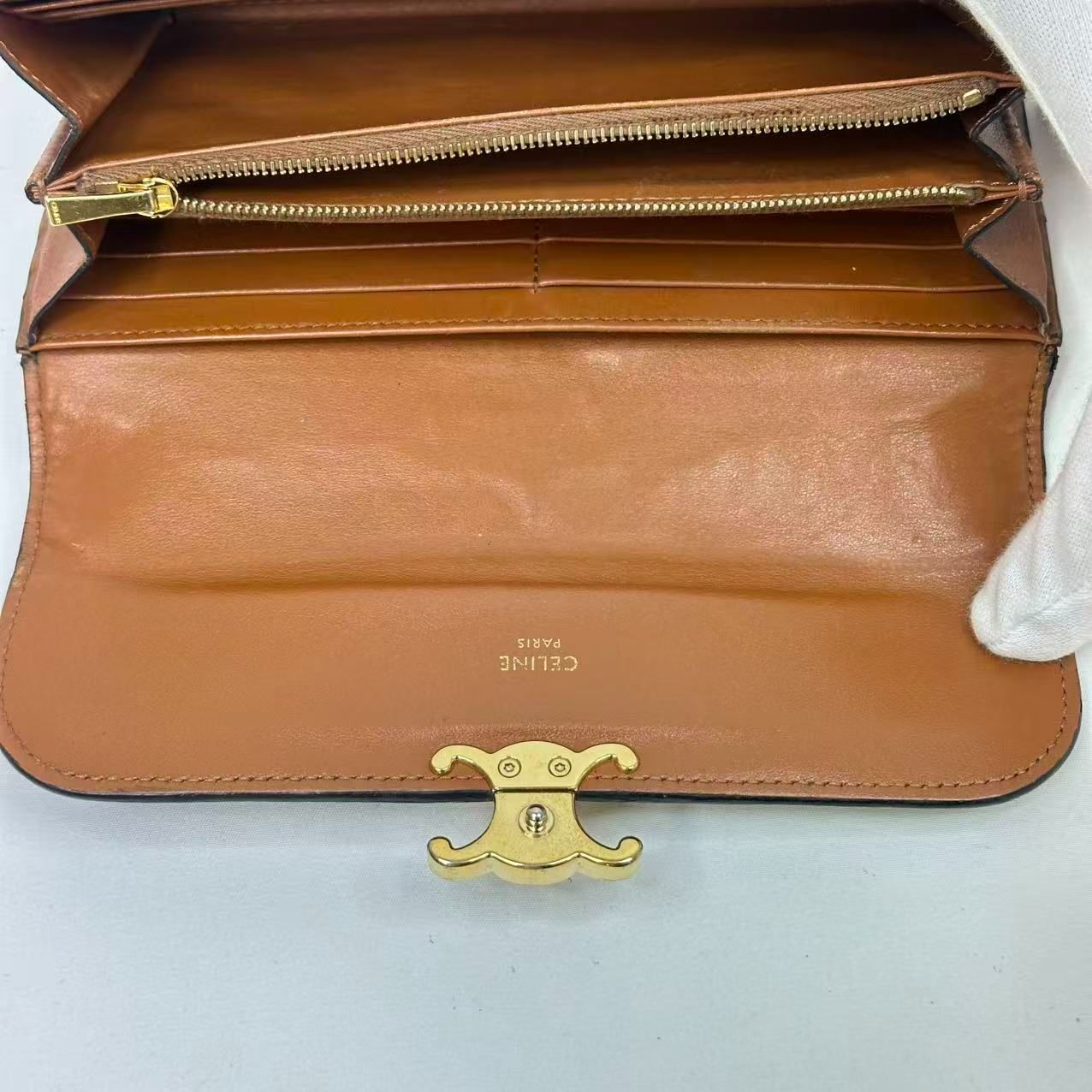 ✨極上美品✨　セリーヌ　長財布　トリオンフ　総柄　キャンバス　レザー 楽天市場】セリーヌ トリオンフ柄 長財布 Aランク ベージュ×ブラウン