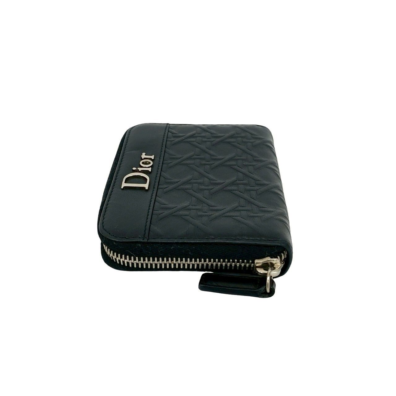 極 美品 Christian Dior ディオール ロゴ 金具 レザー 本革 ラウンド 