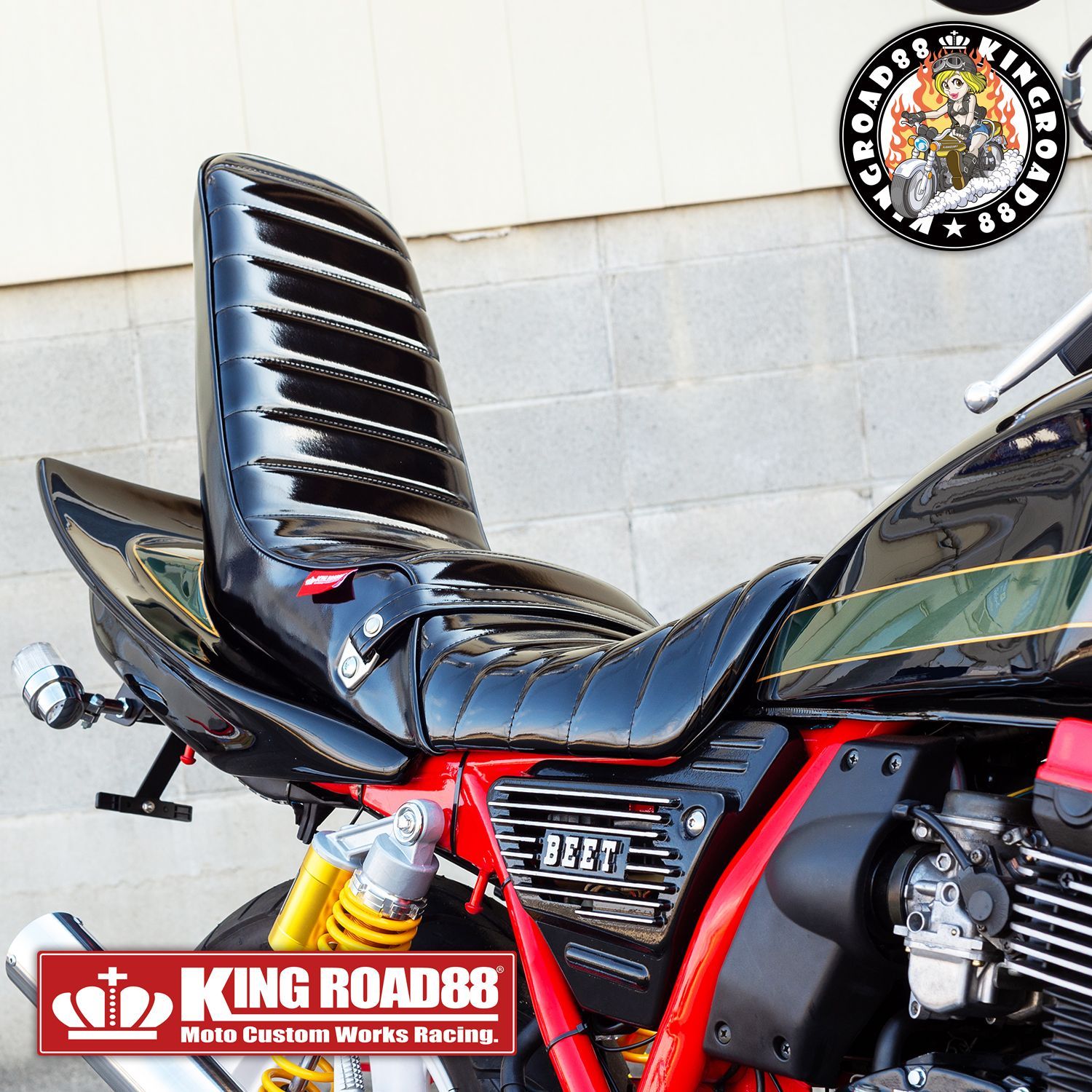 xjr400 三段シート　エナメル黒　35又は40cm ヤマハ XJR400 前期 4HM KingRoad88 ロングシート エナメル ブラック