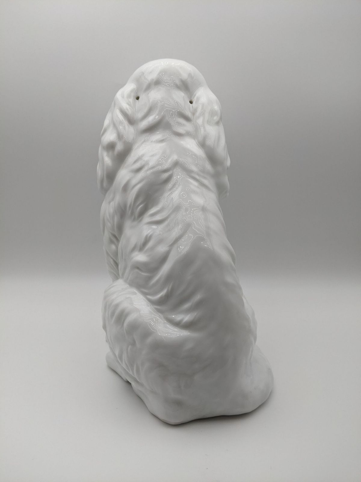 DKN332】最高級 陶器製 スパニエル 犬 置物 ホワイト フィギュリン