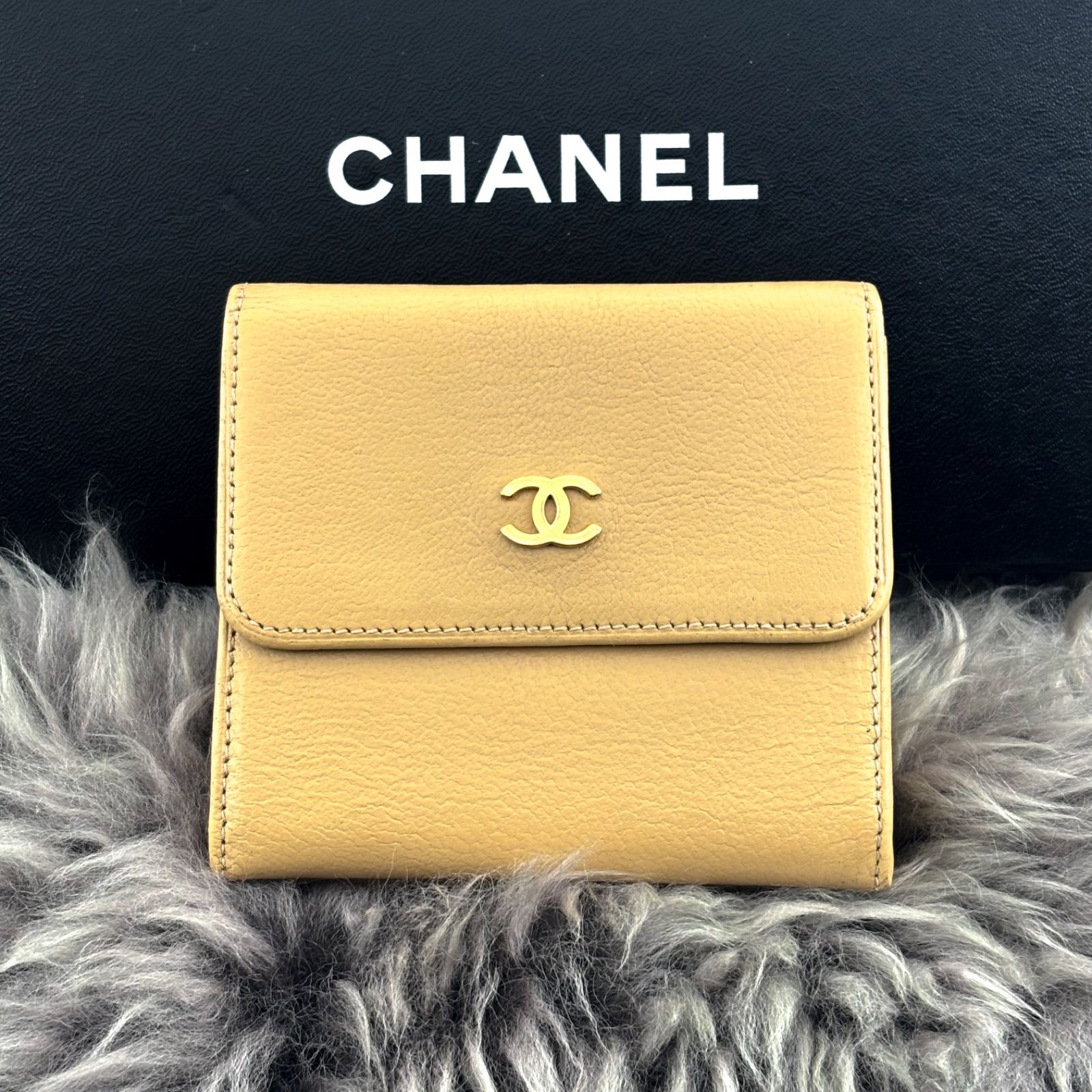 【美品✨早い者勝ち】シャネル CHANEL 財布 ココマーク Wホック 三つ折 美品✨】シャネル ココマーク Wホック 三つ折 財布 ベージュ ぶらんど