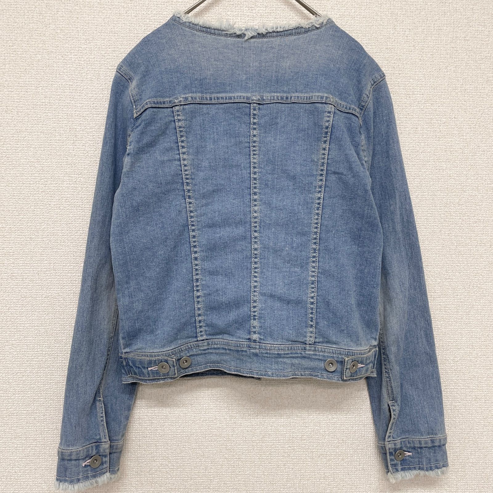 Rose Tiara ローズティアラ デニムジャケット ノーカラー フラワー