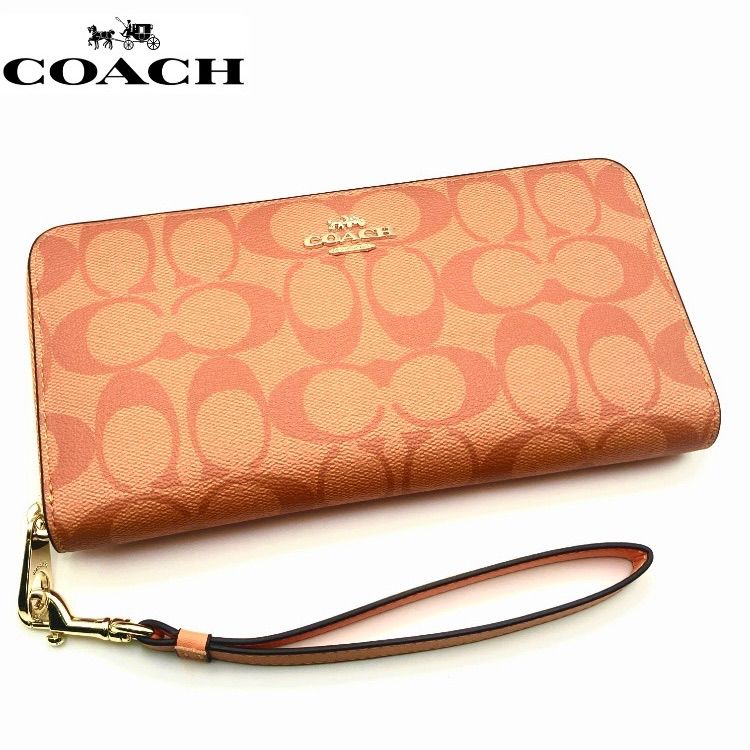 コーチ C4452 シグネチャー 長財布 オレンジ系 レザー COACH コーチ C4452 長財布 オレンジ シグネチャー - メルカリ