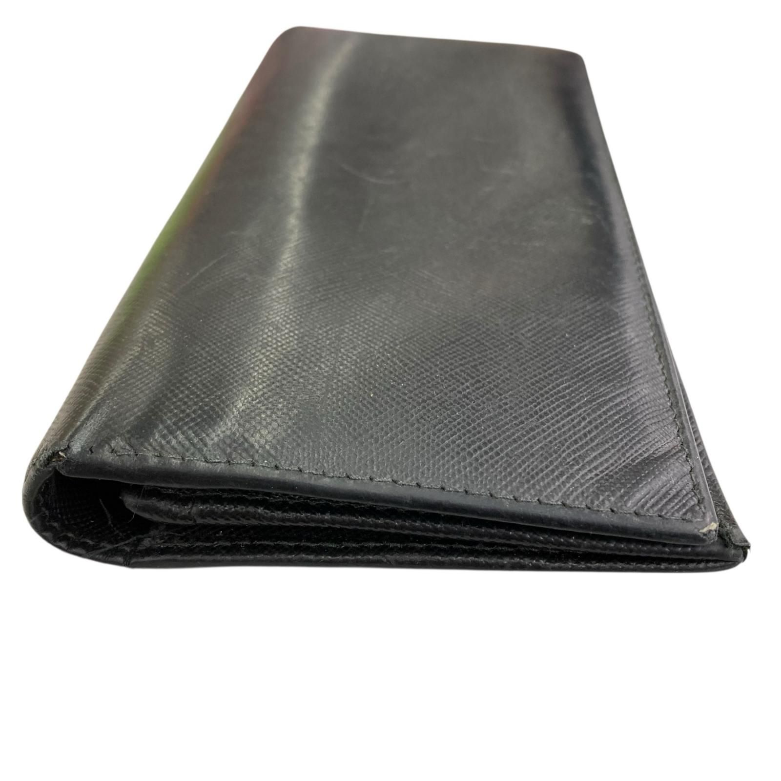 180053 PRADA プラダ レザー 二つ折り長財布 ブラック 黒 - メルカリ