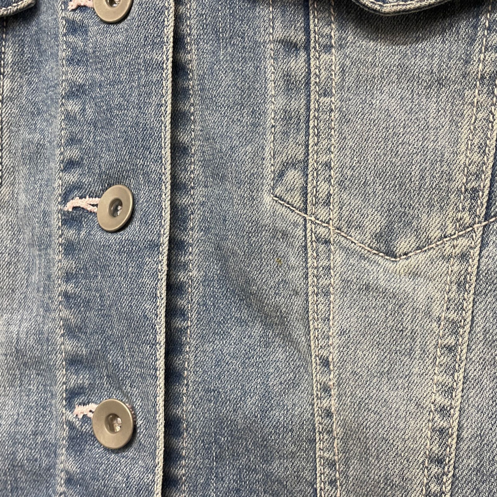 Rose Tiara ローズティアラ デニムジャケット ノーカラー フラワー