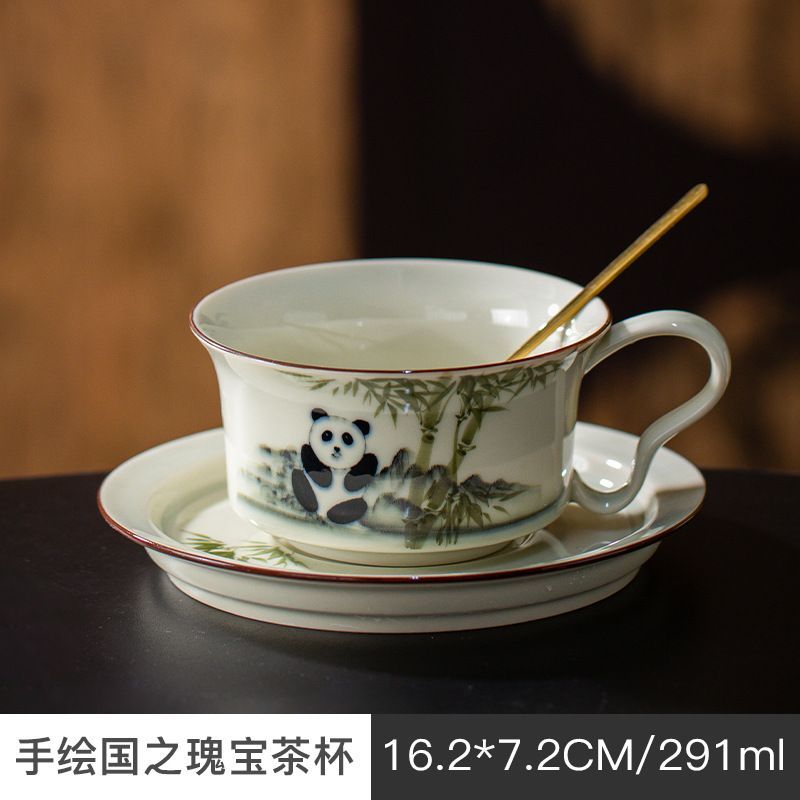 新品・未使用】パンダ陶器製カップセット、家庭用/オフィス用