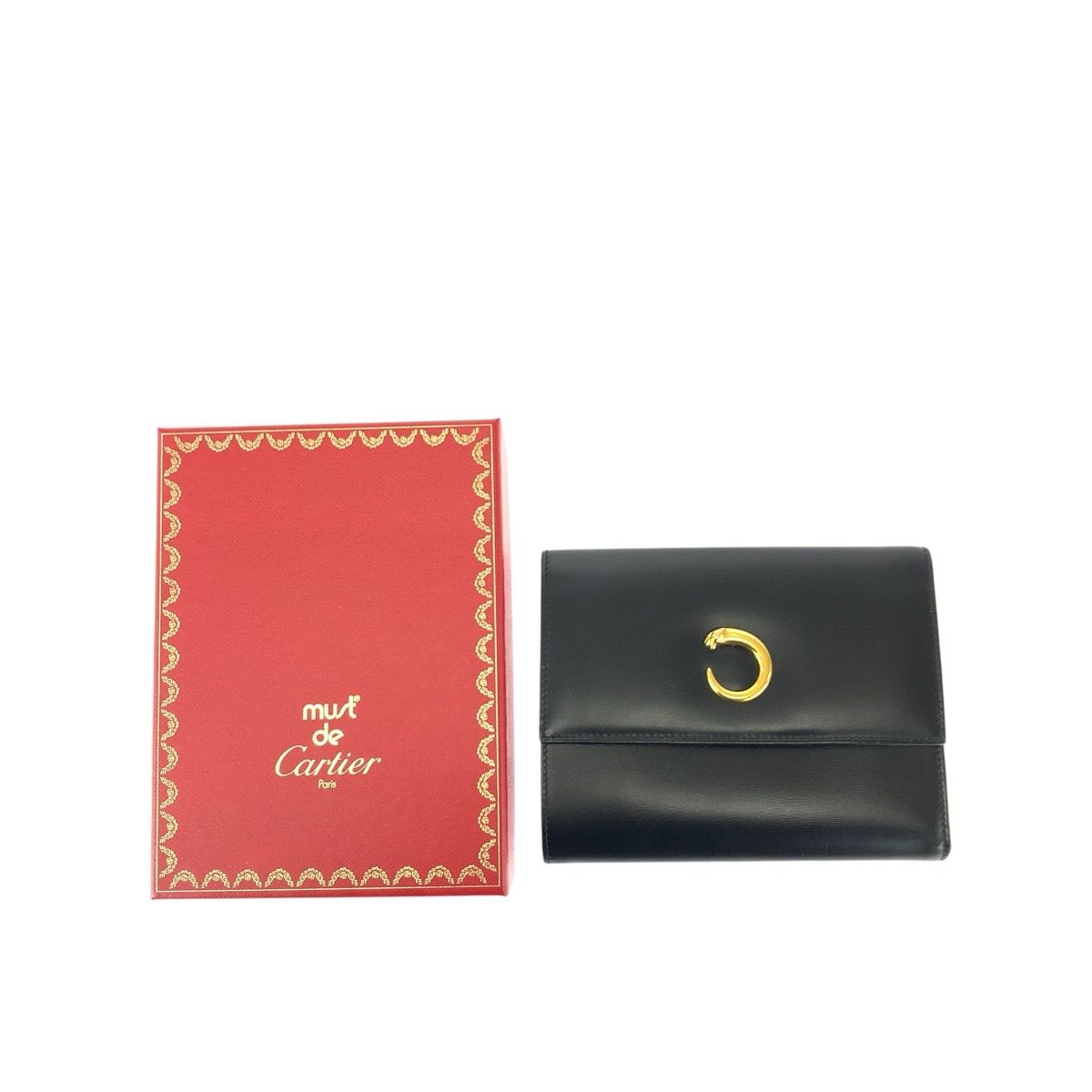美品 CARTIER カルティエ パンテール パンサー ブラック 黒 ゴールド