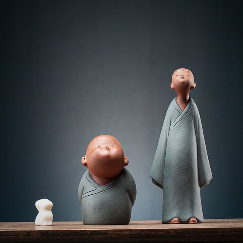 新品未使用】創意禅意紫砂陶磁器の家の茶の寵愛は装飾品のかわいい小僧