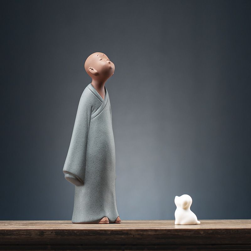 新品未使用】創意禅意紫砂陶磁器の家の茶の寵愛は装飾品のかわいい小僧