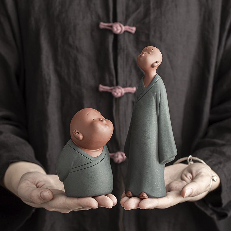 新品未使用】創意禅意紫砂陶磁器の家の茶の寵愛は装飾品のかわいい小僧