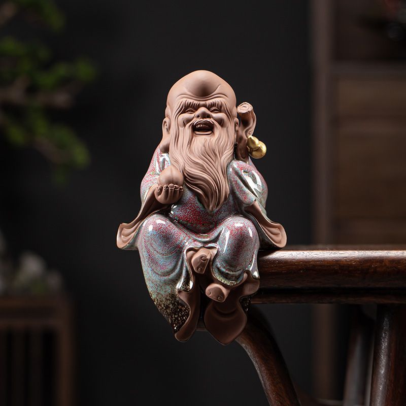 新品未使用】福禄寿三星陶器 中国風インテリア 幸運・長寿・福徳を祈願