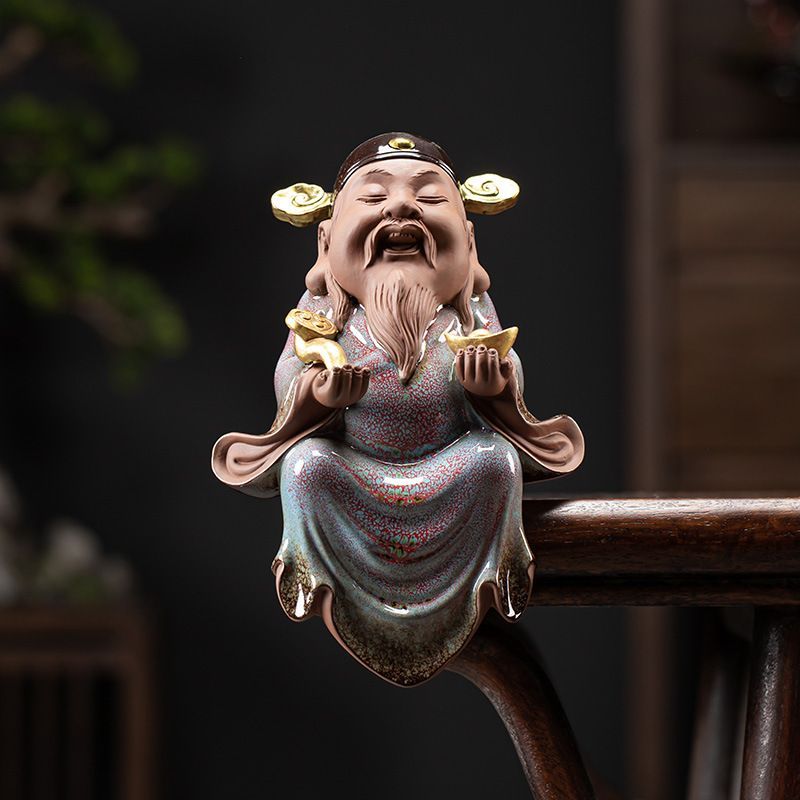 新品未使用】福禄寿三星陶器 中国風インテリア 幸運・長寿・福徳を祈願