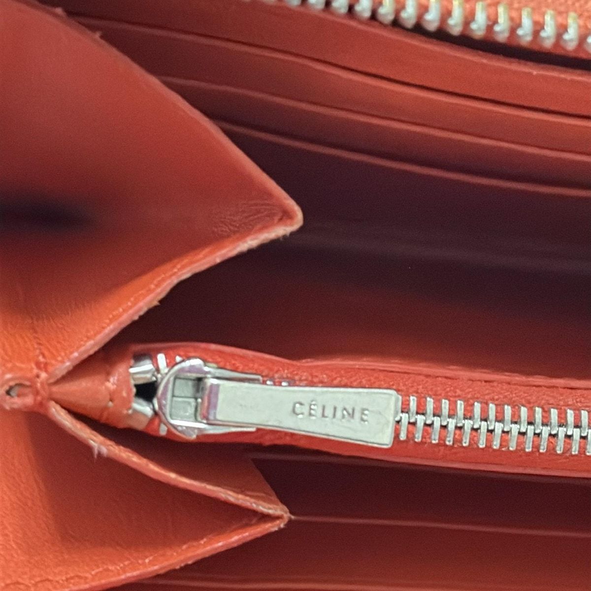 CELINE(セリーヌ) 長財布 - オレンジ ラウンドファスナー レザー