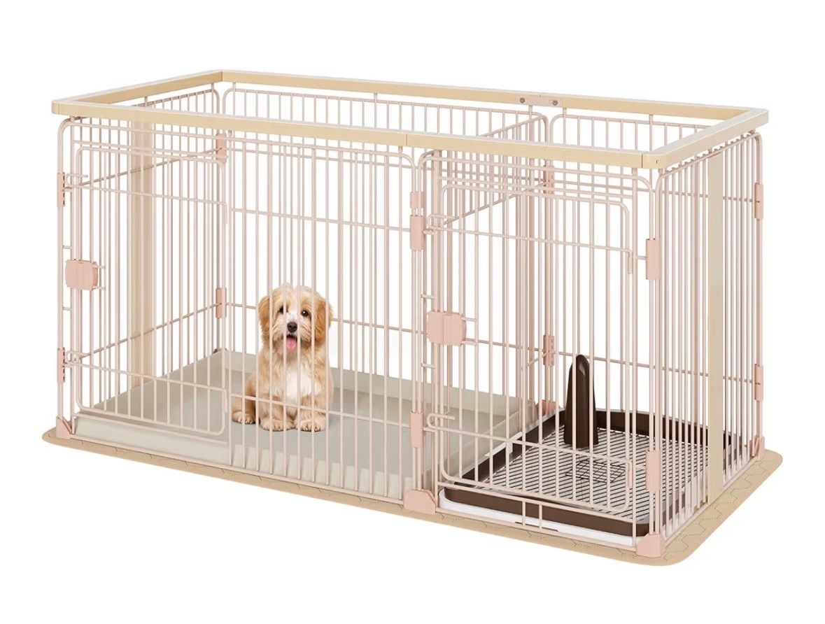 ペットサークル 犬 ゲージ ケージ 屋根付き ピンクベージュ 犬 ケージ