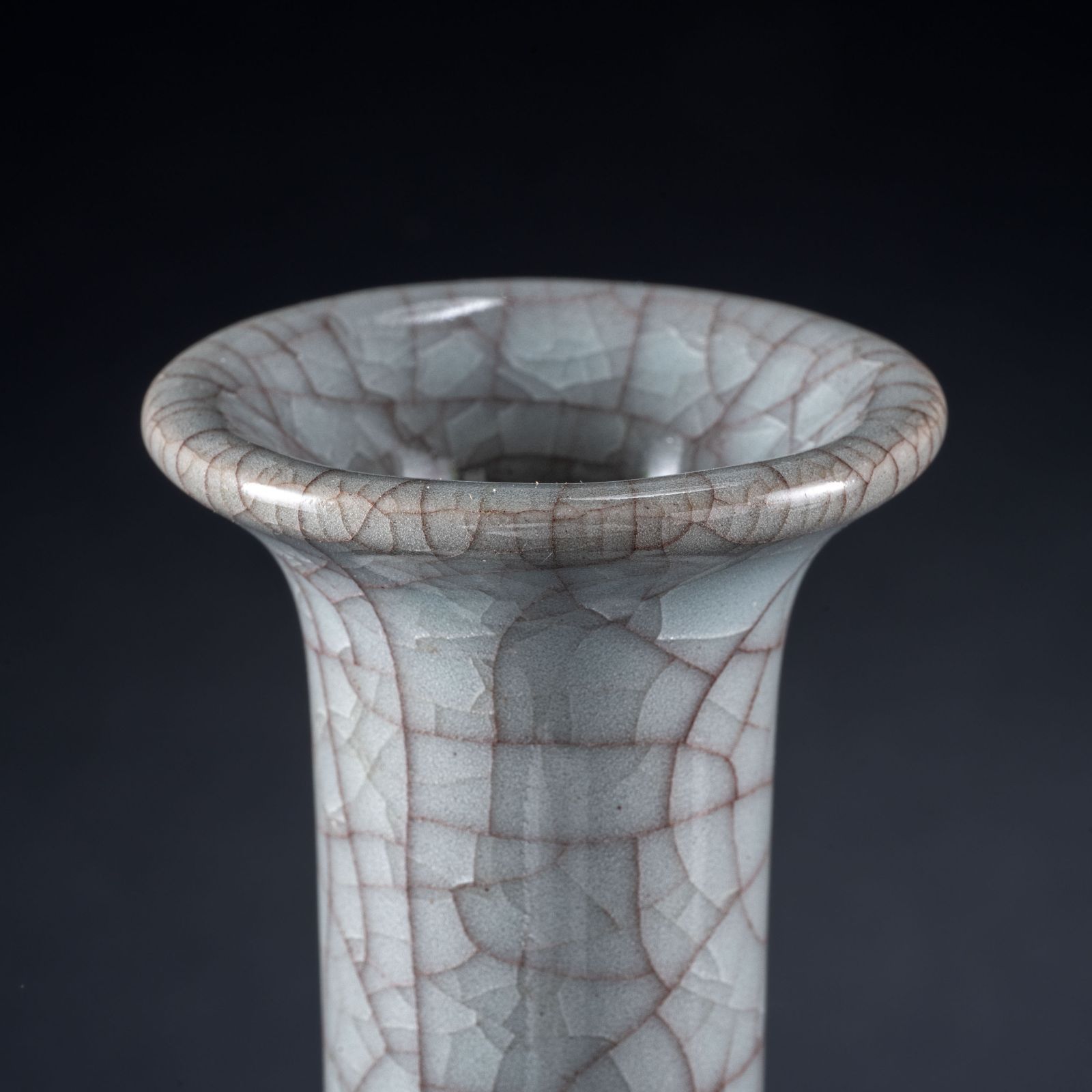 骨董・天下一】清代 仿官釉 長頸瓶 高24.7cm 官窯写 青磁 唐物 中国古