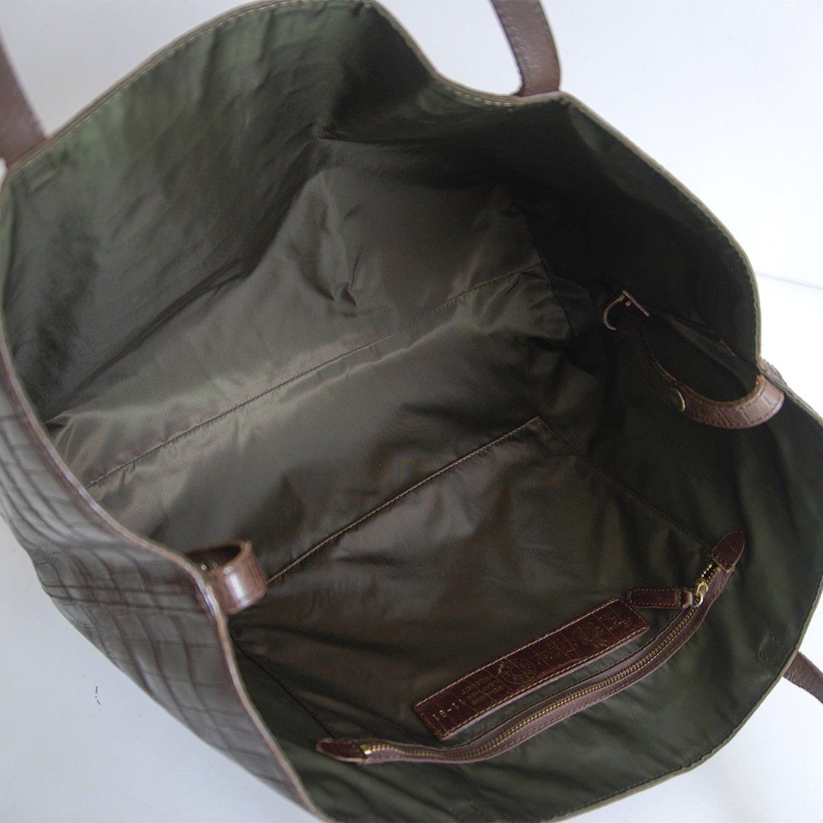 美品】FELISI 【11-91/SA クロコ型押し レザー トートバッグ】ブラウン 