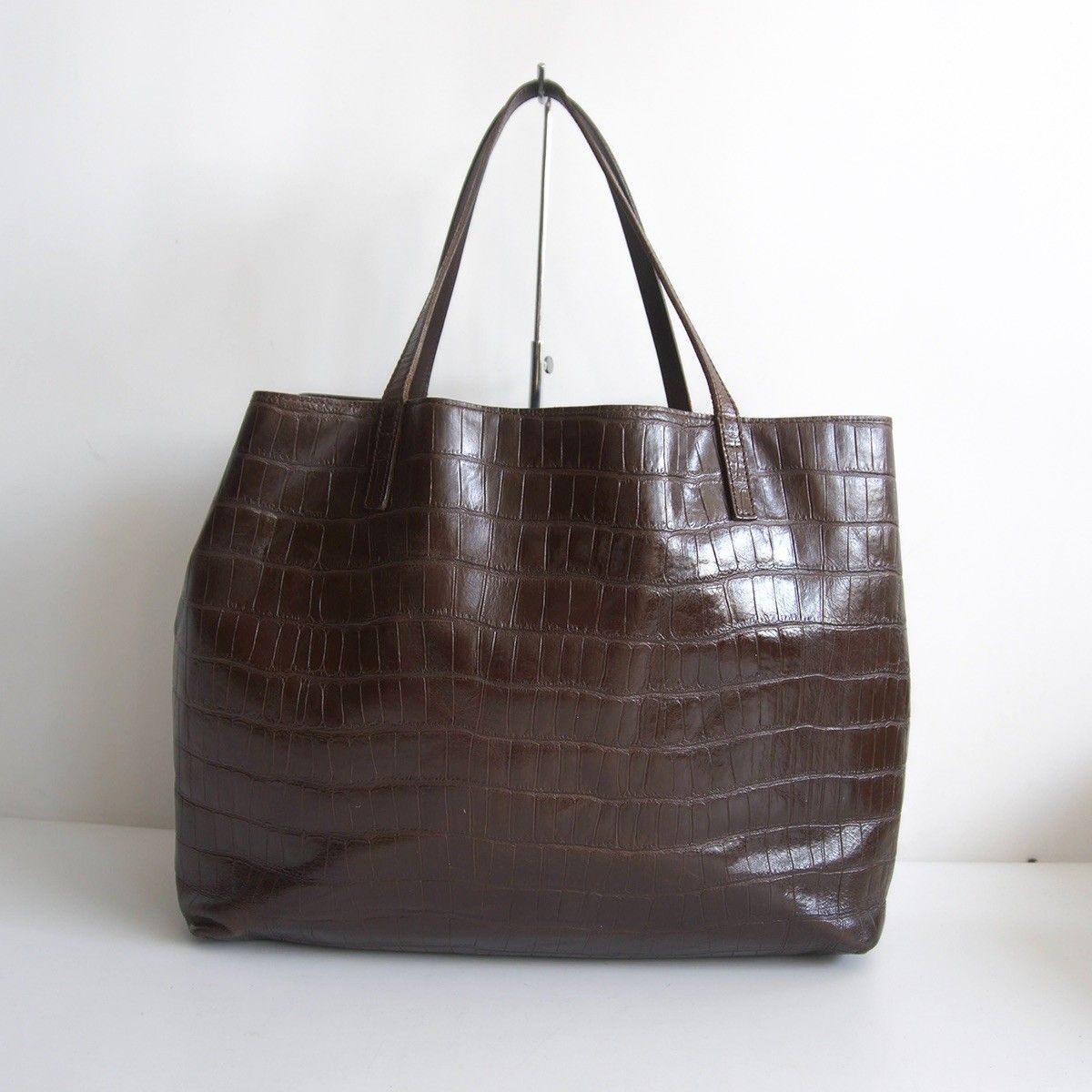 美品 felisi フェリージ トートバッグ レザークロコ型押し ダークブラウン 美品】FELISI 【11-91/SA クロコ型押し レザー トートバッグ】ブラウン