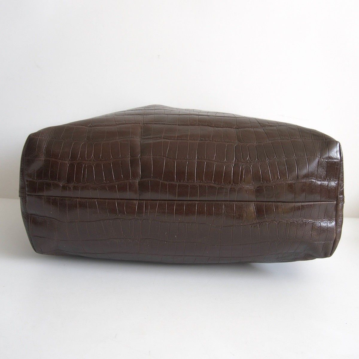 美品】FELISI 【11-91/SA クロコ型押し レザー トートバッグ】ブラウン