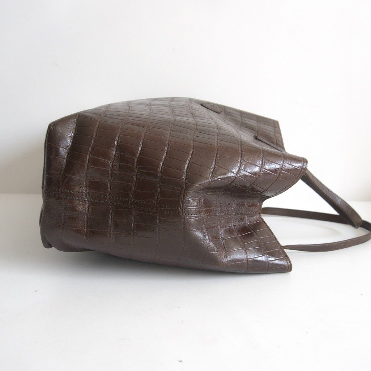 美品】FELISI 【11-91/SA クロコ型押し レザー トートバッグ】ブラウン