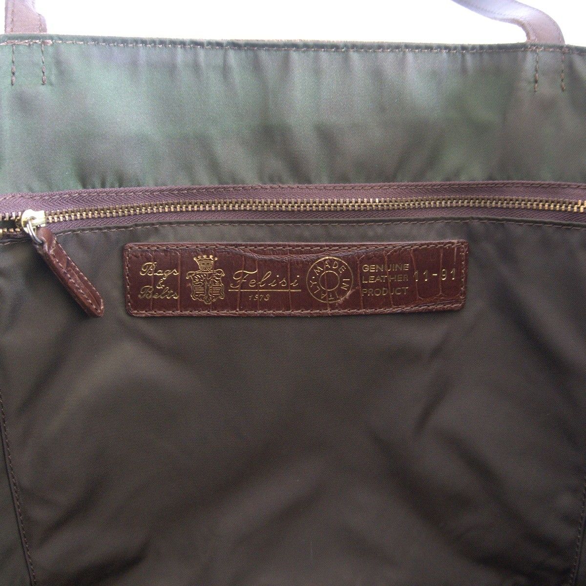 美品】FELISI 【11-91/SA クロコ型押し レザー トートバッグ】ブラウン 