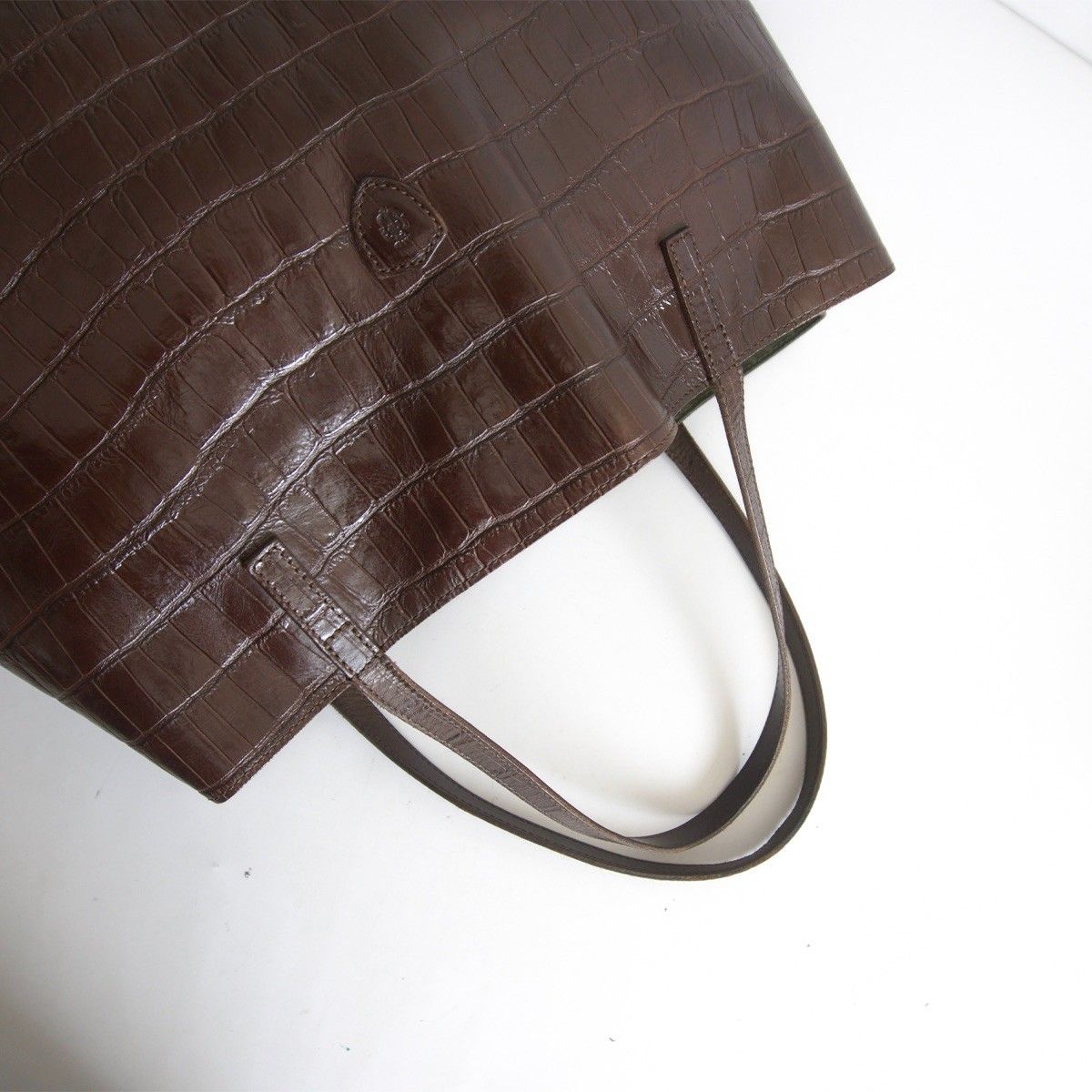 美品】FELISI 【11-91/SA クロコ型押し レザー トートバッグ】ブラウン 