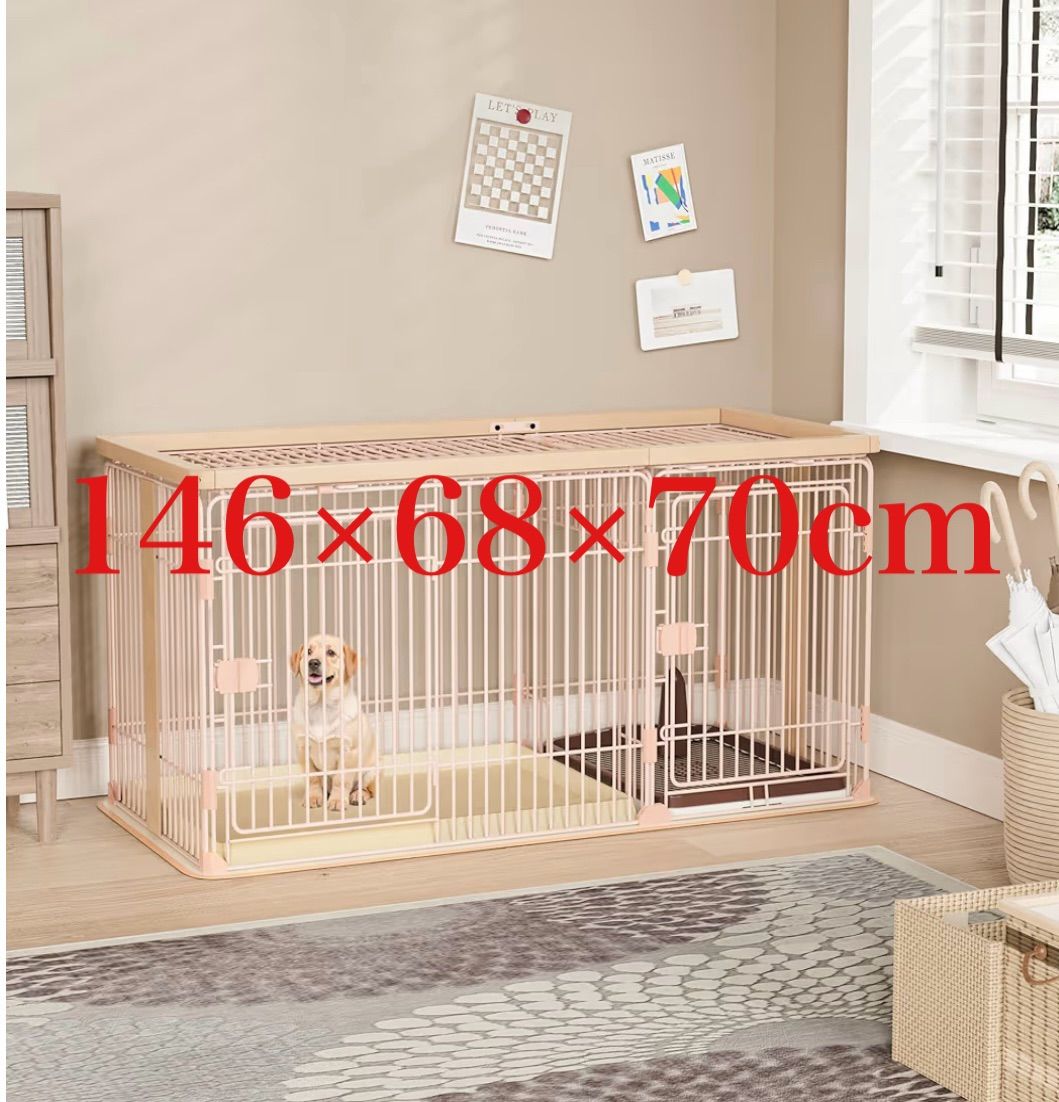 犬 ゲージ 幅146×奥行68×高さ70cm 小中大型犬用 屋根付き 犬ゲージ
