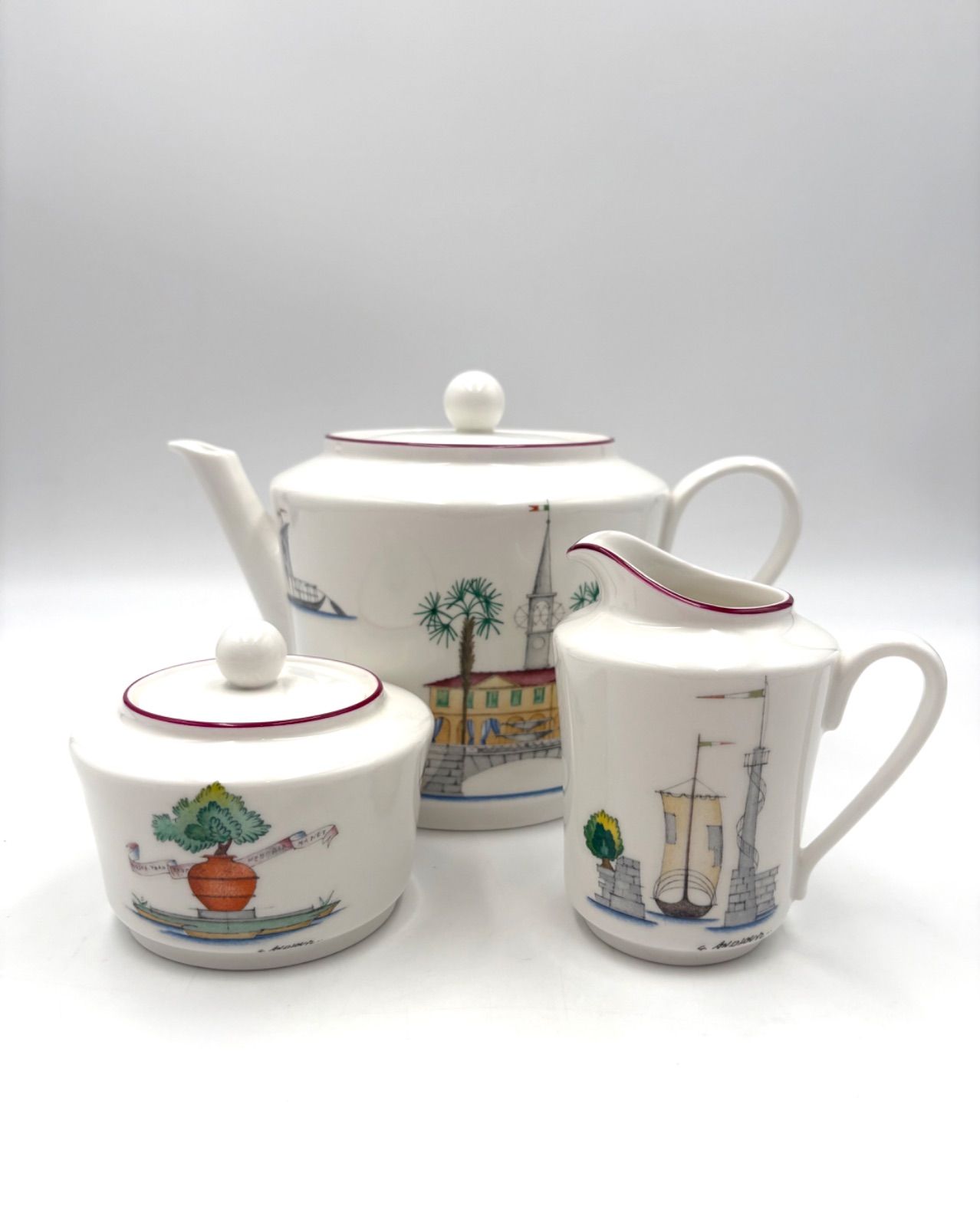 Richard Ginori リチャードジノリ アクアレール ティーセット ティーポット シュガーポット クリーマー 3点セット