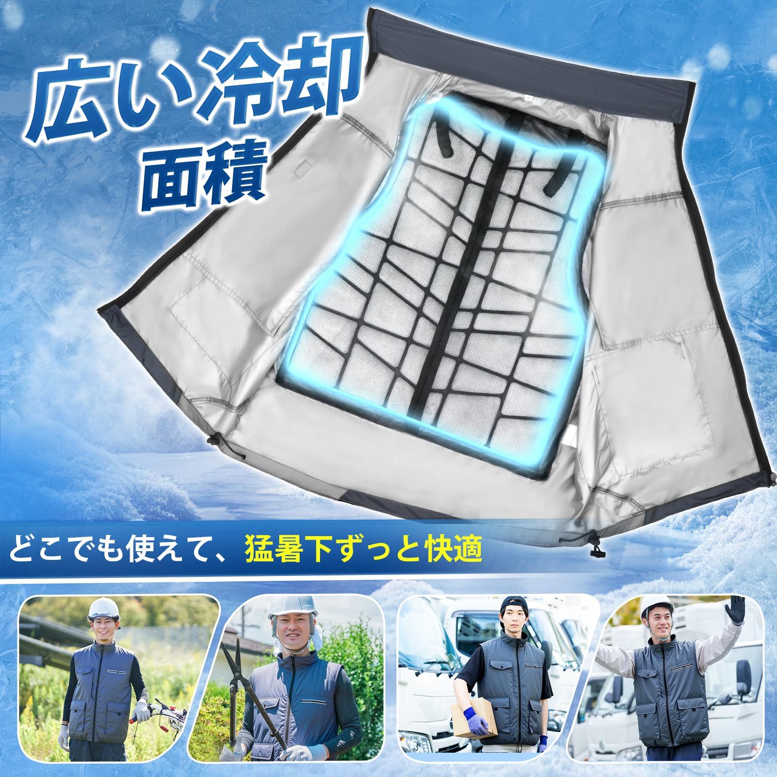 瞬間冷却PCM冷感素材 最大6時間冷感持続 繰り返し使用 超省エネ 冷却ベスト クールベスト 28℃で自然凍結 結露なし 冷感マット外し 熱中症対策 Innzee 現場 外仕事 通勤 スポーツ観戦