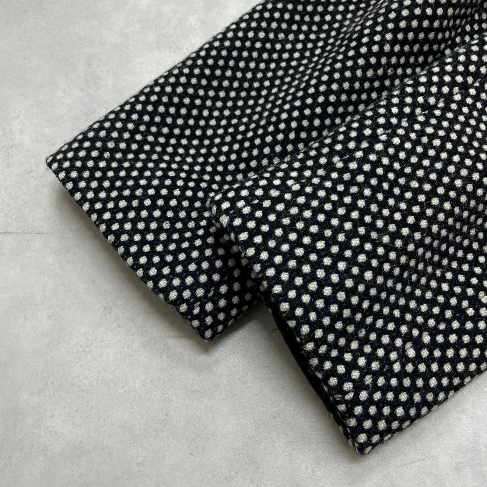 MOSCHINO モスキーノ ロングコート ノーカラー ドット柄 カシミヤ