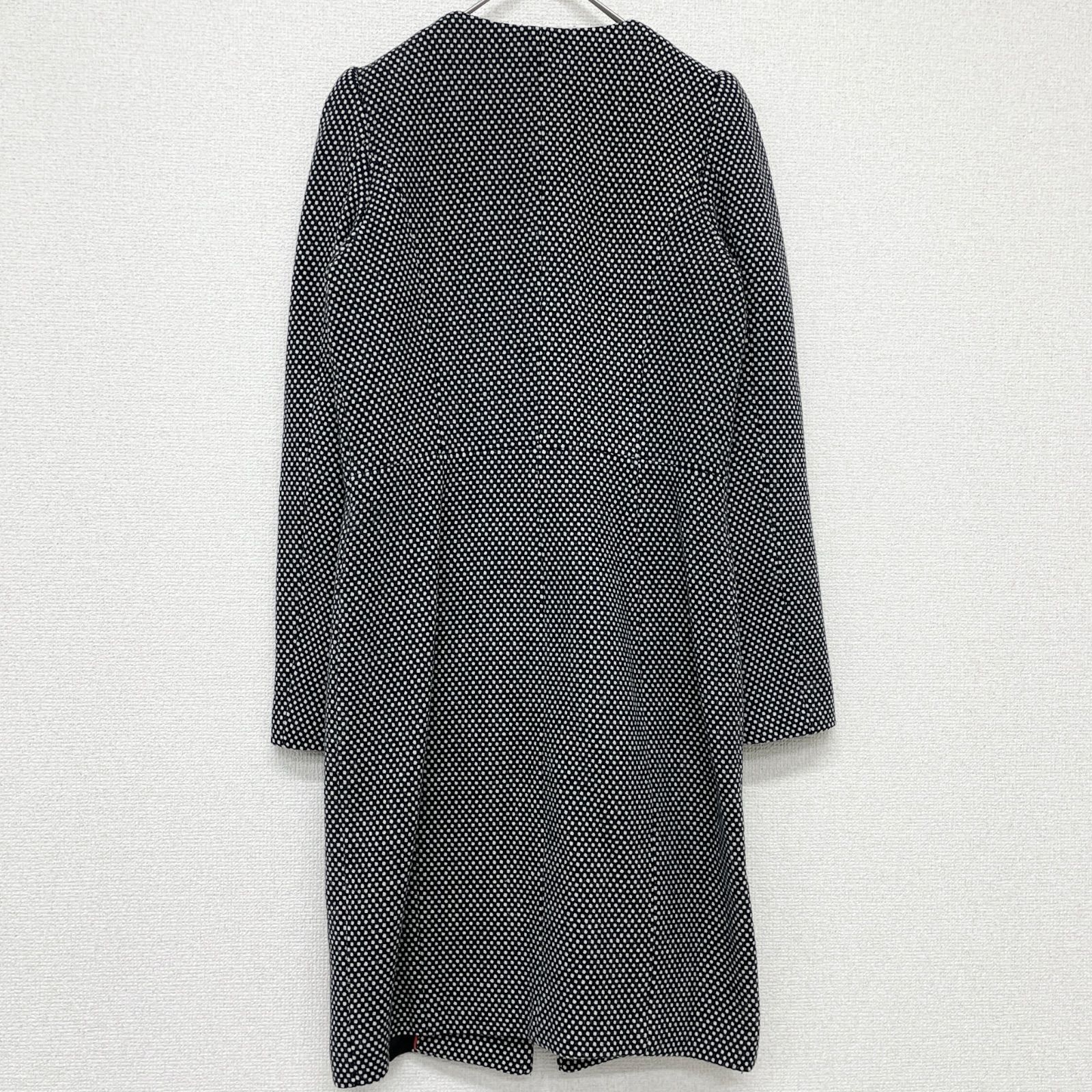 【MOSCHINO】カシミヤ混　ドット柄コート MOSCHINO モスキーノ ロングコート ノーカラー ドット柄 カシミヤ