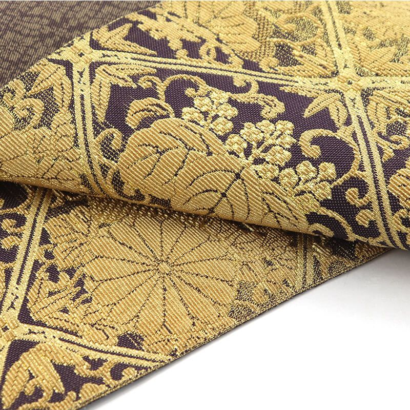 ④⓪ 輪奈織 袋帯 正絹 輪奈織 袋帯 フォーマル ふくろ帯 正絹 全通柄 金 桐 松 菊 重厚感 長