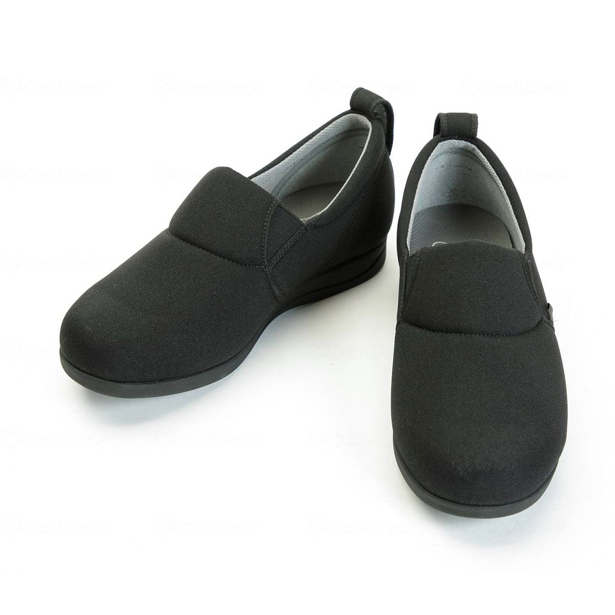ゆったり簡単 スリップオン ブラック 4L サイズ ウェルファン レディース メンズ リハビリシューズ おしゃれ オープントゥ 高齢者 転倒防止 幅広 むくみ 散歩 運動 健康 医療 介護 ダイエット ウェルファン 掲載 おすすめ 商品