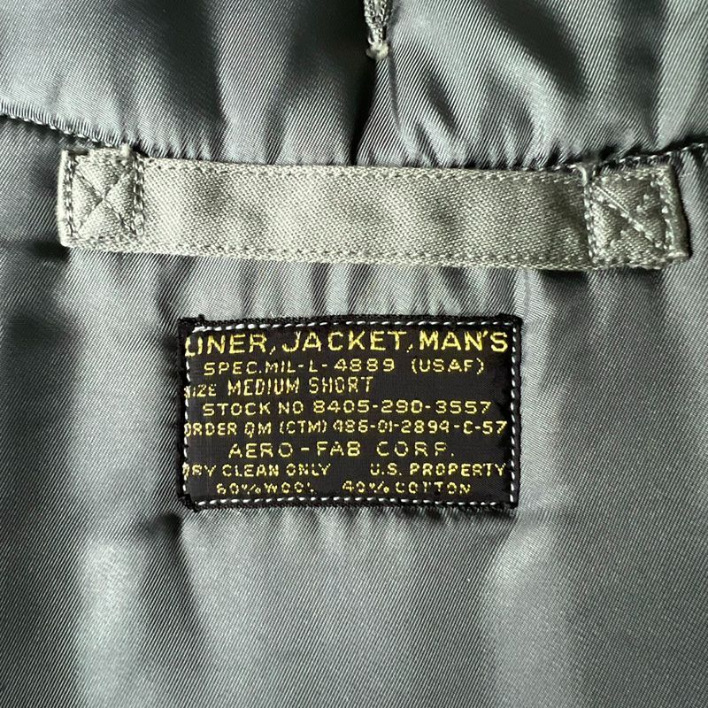 50s 黒タグ USAF 米軍実物 ウール パイル ライナー ジャケット M-S