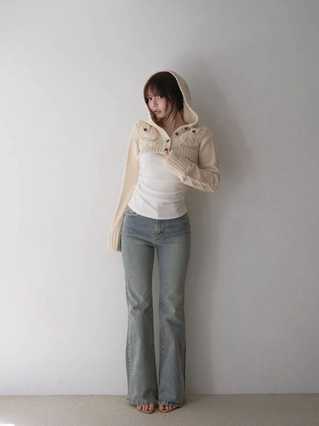 ANDMARY Mary logo cable knit set ivory 2点セット - メルカリ