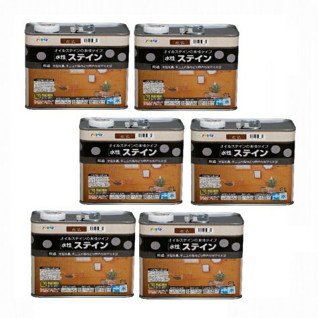 アサヒペン 水性ステイン ２Ｌ マホガニー 6缶セット