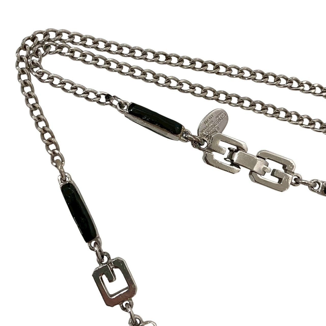 SU【GIVENCHY】ネックレス シルバーカラー カラーストーン グリーン/緑