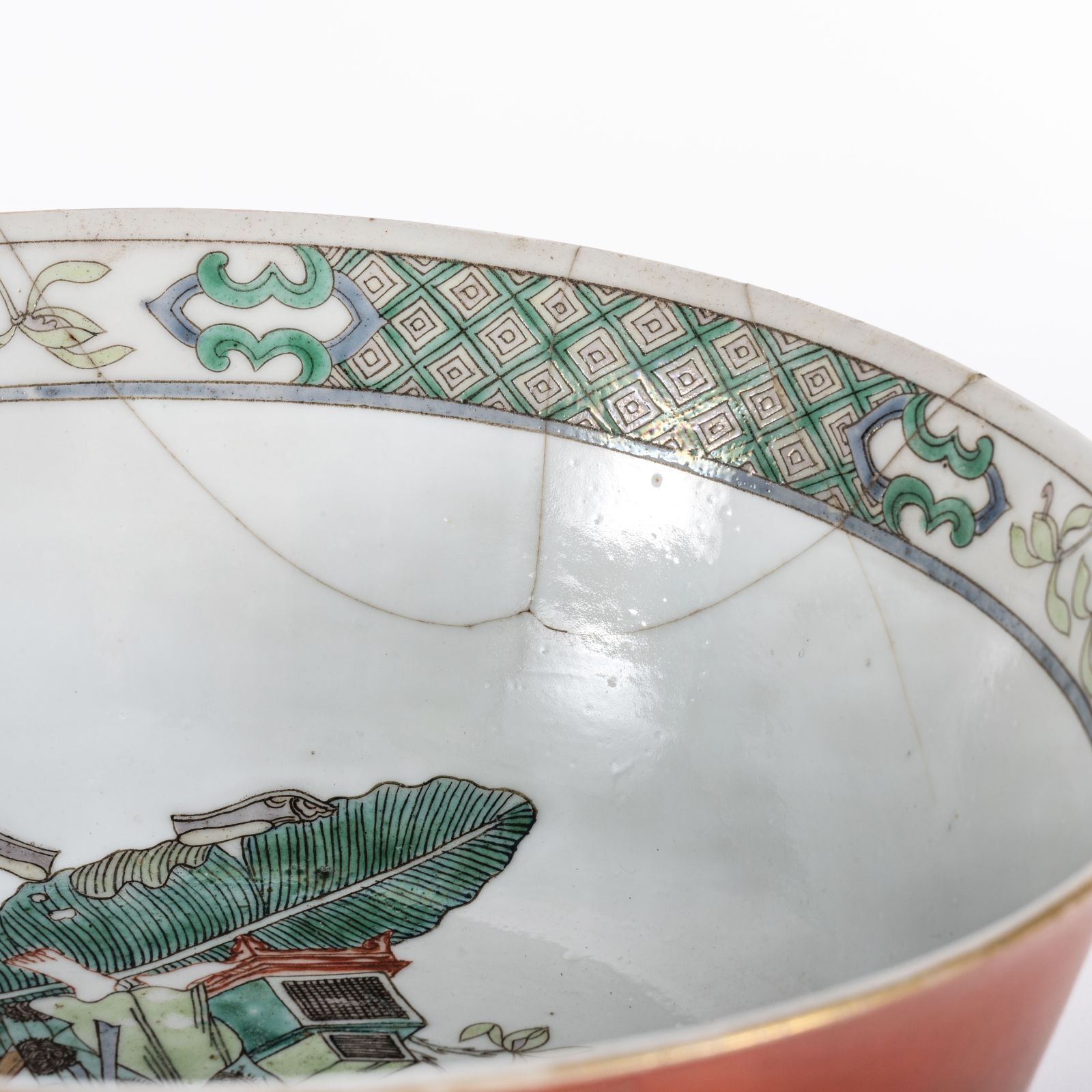 大清康熙年製 五彩 人物故事図 大鉢 直径約20.8cm 色絵 飾り鉢 唐物