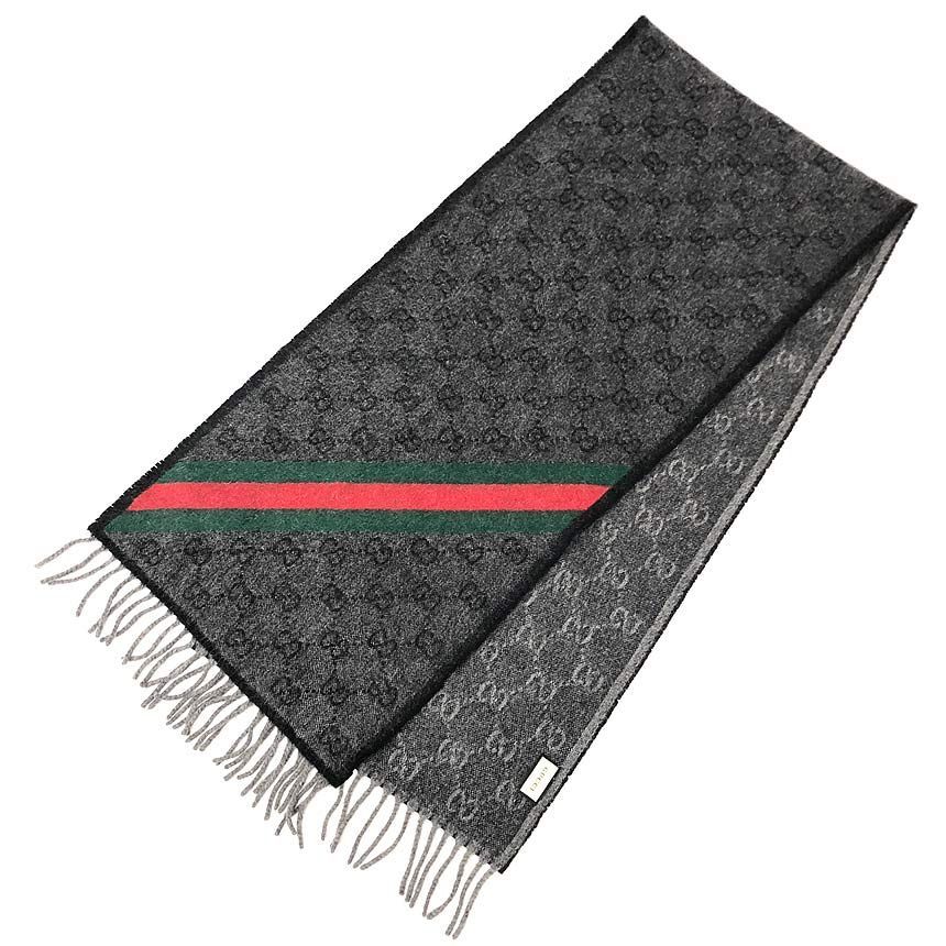 GUCCI グッチ GG マフラー 5706033GB 18 ウール アルパカ グレー ユニ