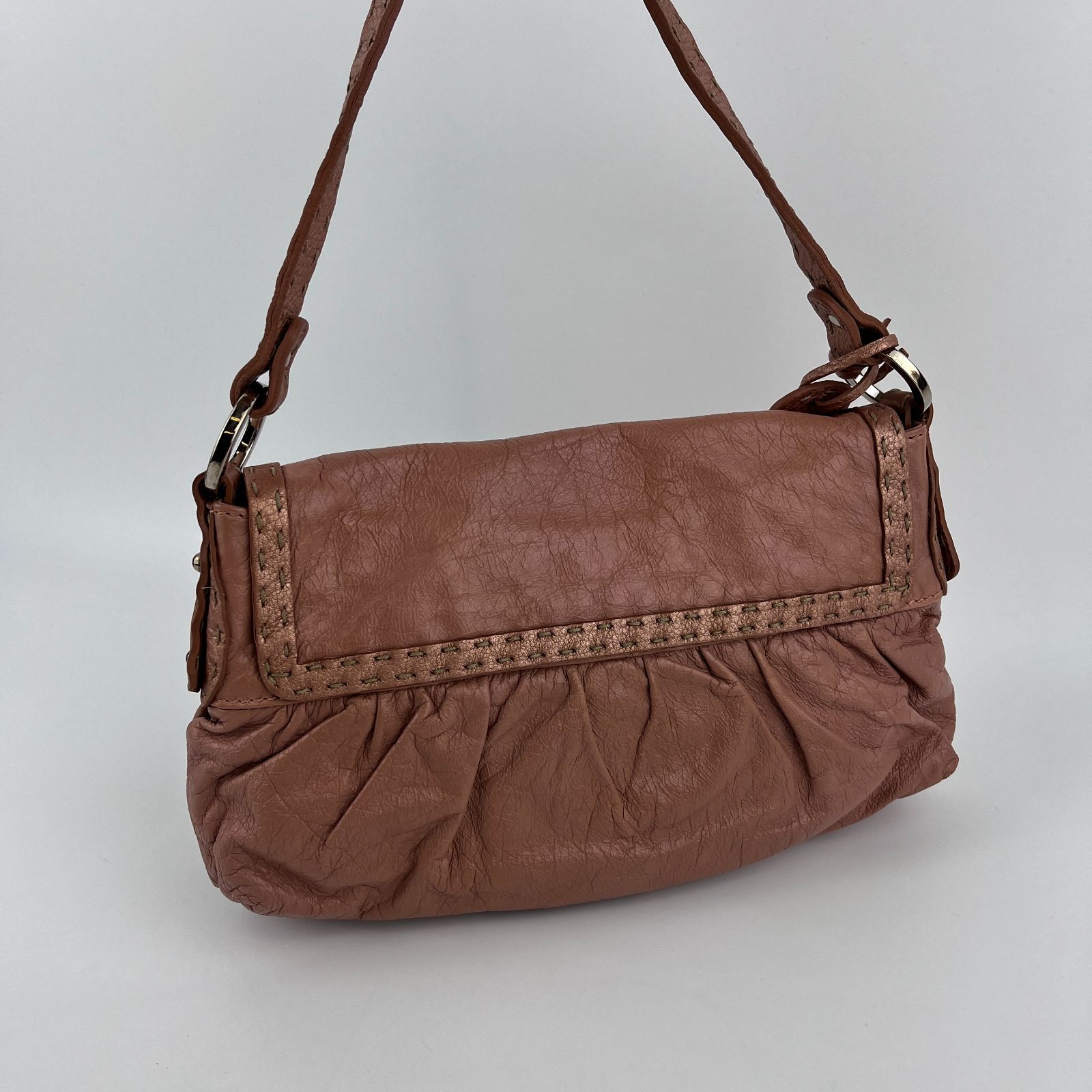 中古】FENDI フェンディ セレリア ハンドバッグ ピンク レザー