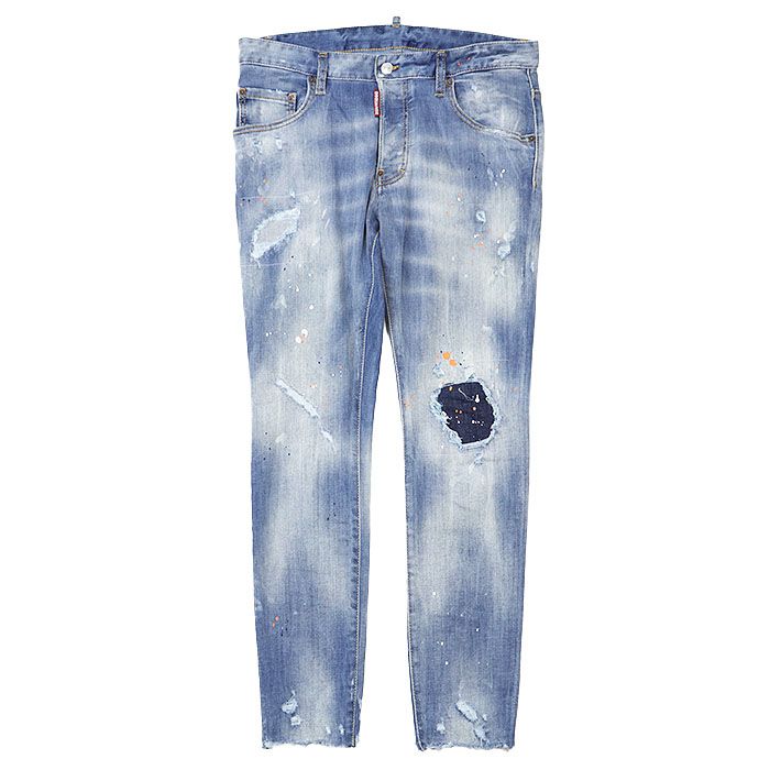メンズ Dsquared2 ディースクエアード スリムデニム48 ネオンペンキ 