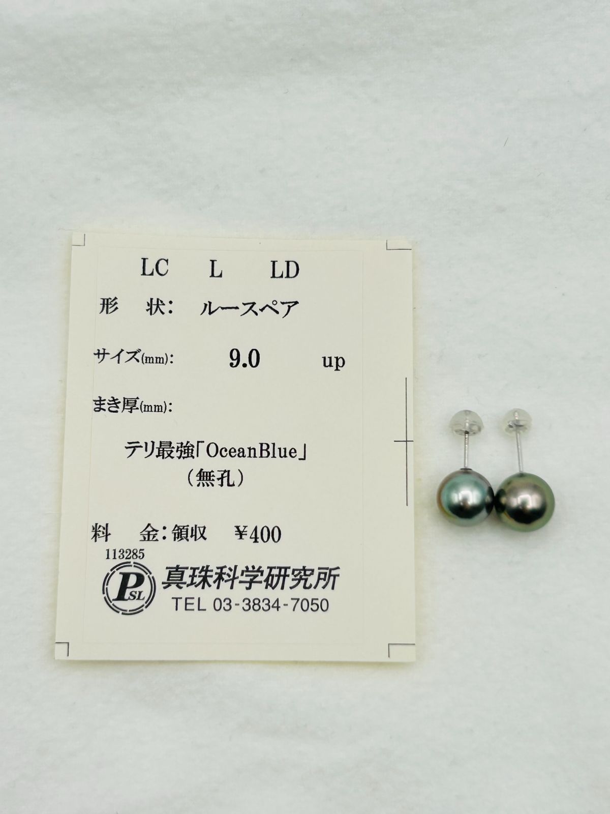 パール ピアス タヒチオーシャンブルー