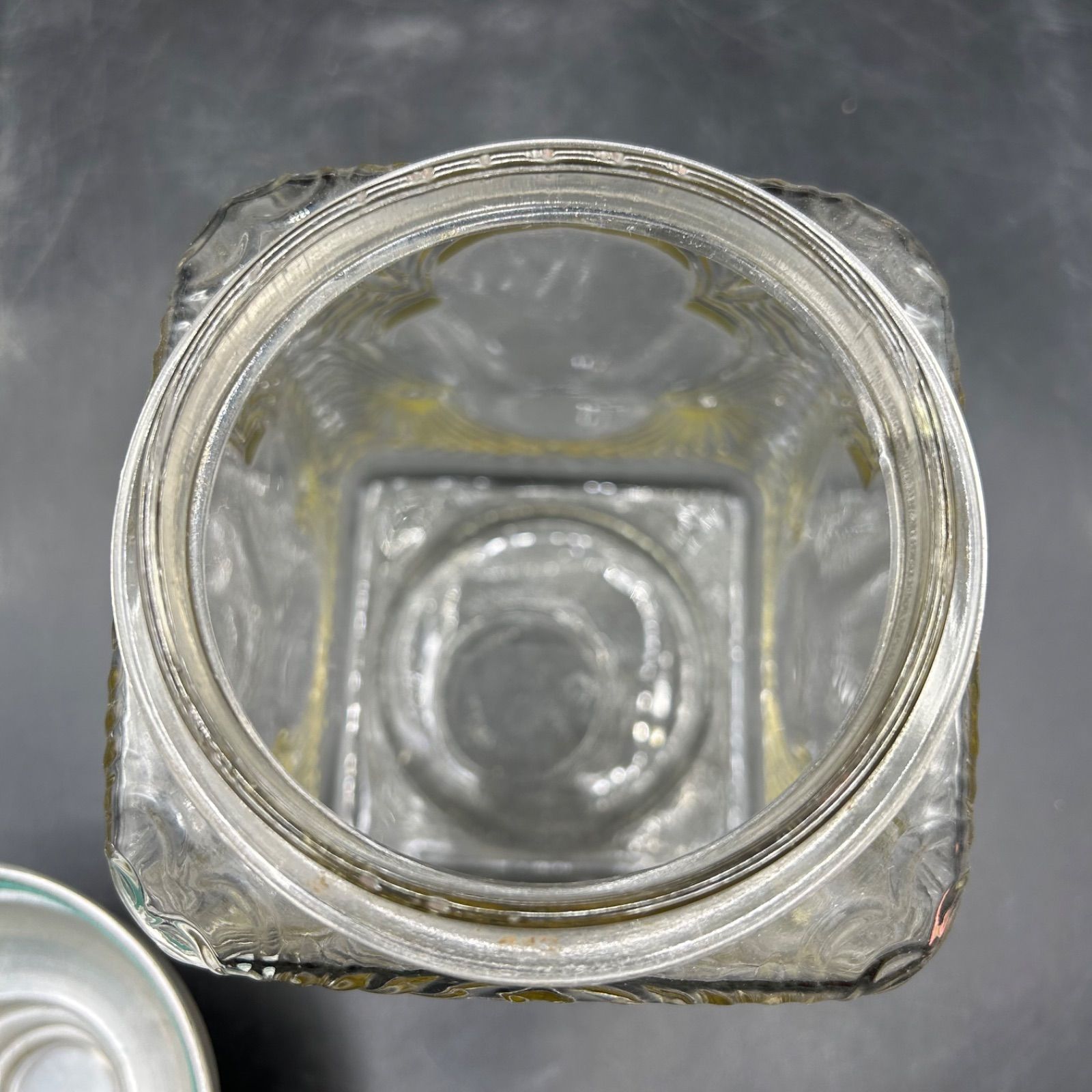 昭和レトロ お菓子瓶 ガラス あめや瓶 アルミ蓋 駄菓子 当時物