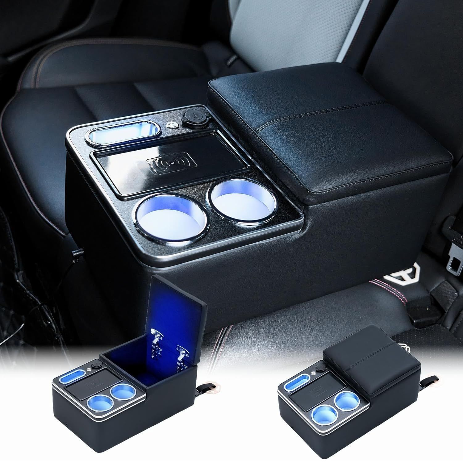 AORTD リアコンソールボックス リアシート収納ボックス 車内収納 