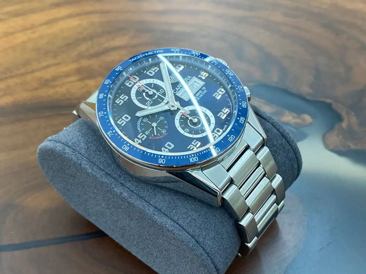  タグ カレラ カル16 デイデイト デニム盤 クロノ セラミックベゼル ブランド RISAELON リブ編み 自動巻き時計 腕時計(アナログ)