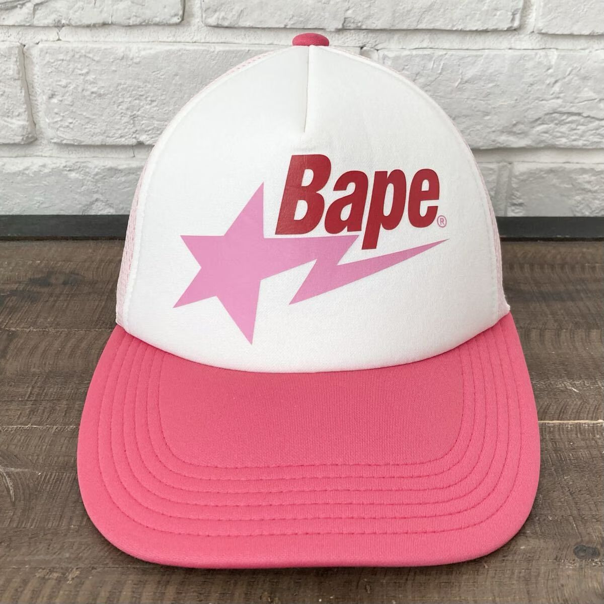 BAPESTA LOGO メッシュ キャップ PINK a bathing ape star BAPE sta