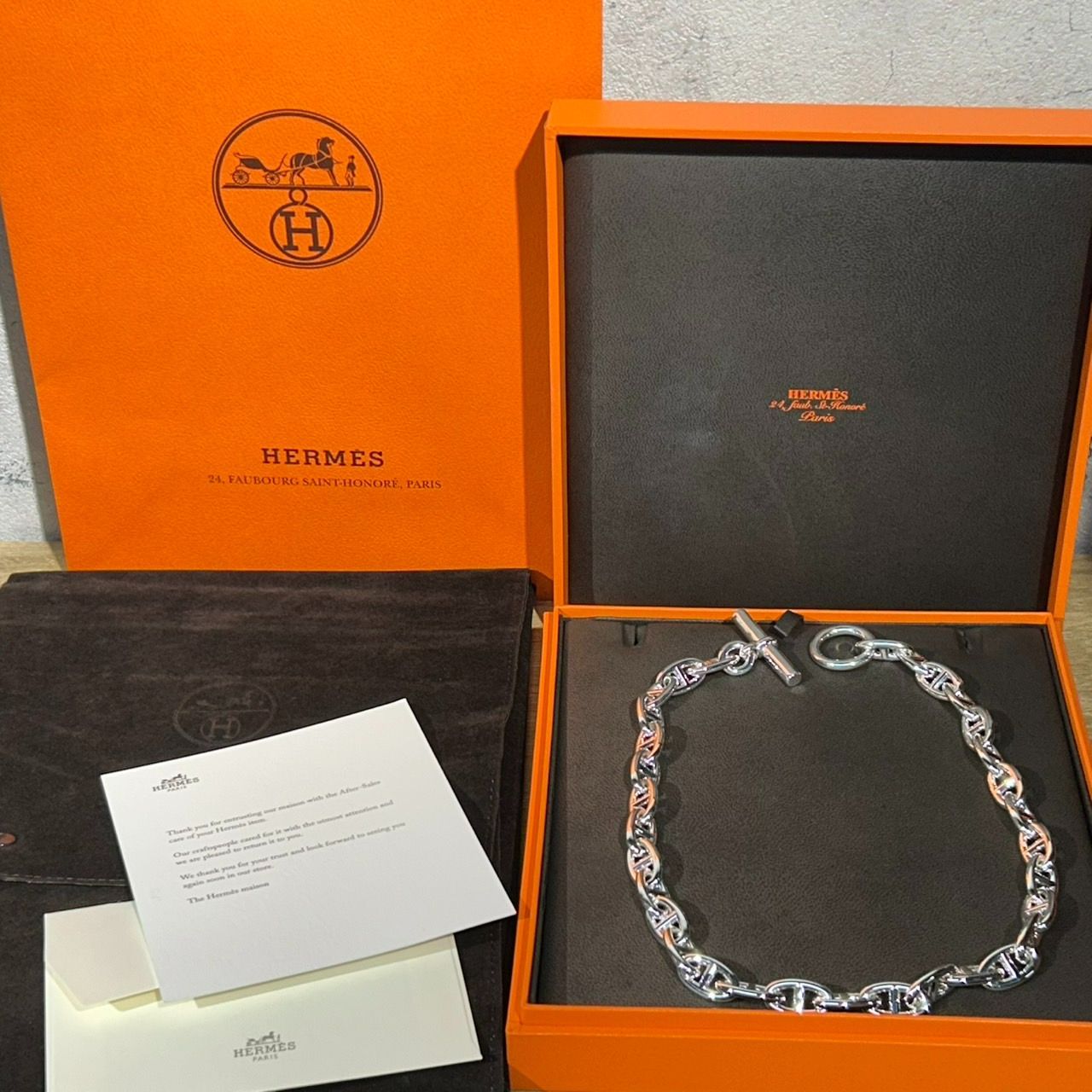 HERMES エルメス シェーヌダンクル GM ネックレス 32コマ シルバー925