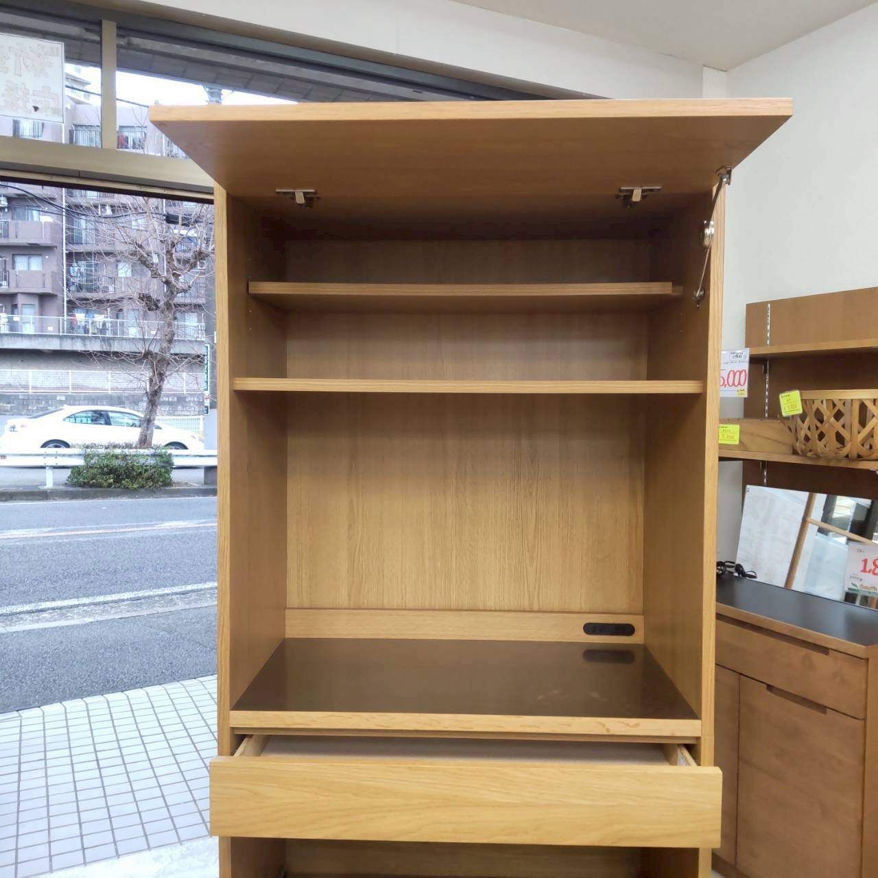 美品】unico ウニコ SOLK ソルク 食器棚 キッチンボード ナチュラル